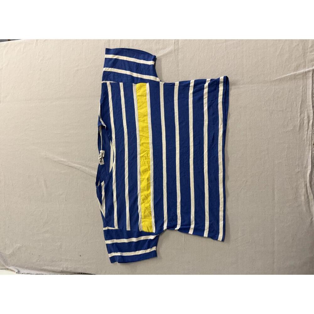 Vtg Partners Horizontal Stripe Royal Blue Yellow Crop Top -M